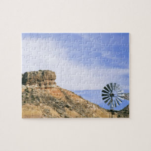 NA, USA, Texas Windmühle und Klippen von Palo Duro Puzzle
