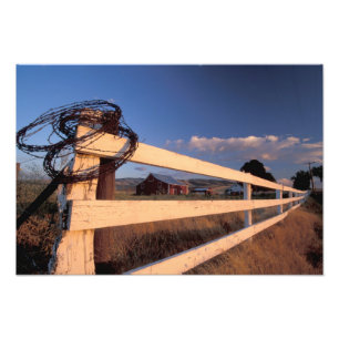 NA, USA, Washington, bei Walla Walla, Zaun, Fotodruck