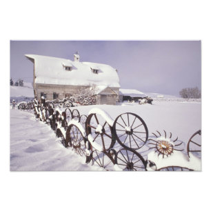 Na, USA, Washington, Uniontown, weiße Scheune und Fotodruck