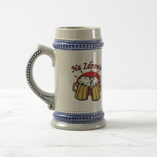 Na Zdrowie Toast mit Bier-Tasse Bierglas (Links)