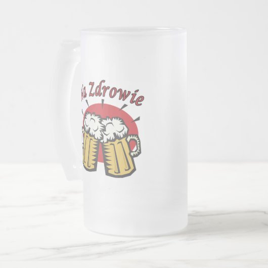 Na Zdrowie Toast mit Bier-Tasse Mattglas Bierglas (Vorderseite Links)