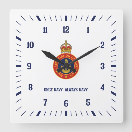 NAA-Uhr (weiß) Quadratische Wanduhr (Vorderseite)