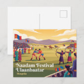 Naadam-Festival Ulaanbaatar Mongolei Postkarte (Vorne/Hinten)
