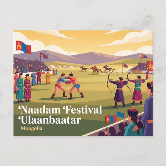 Naadam-Festival Ulaanbaatar Mongolei Postkarte (Vorderseite)