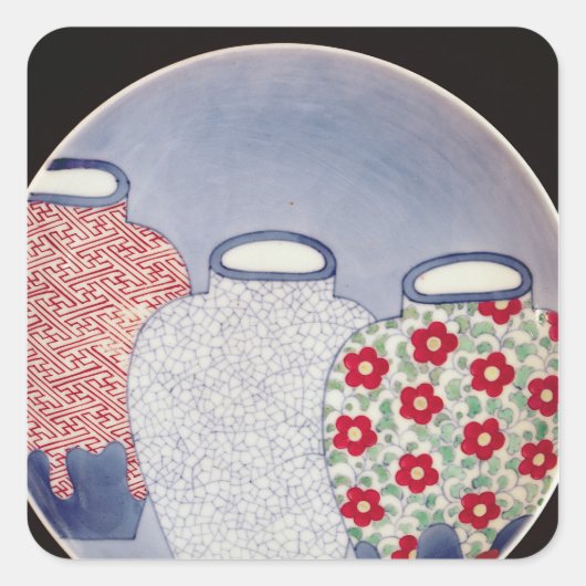 Nabeshima Dish, Edo Periode Quadratischer Aufkleber (Vorderseite)
