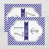 Naby Blue Anker nautische Hochzeitsfeier Tischnumm Postkarte (Vorne/Hinten)