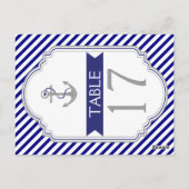 Naby Blue Anker nautische Hochzeitsfeier Tischnumm Postkarte (Rückseite)