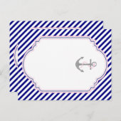 Naby blue, pink nautical wedding Tischnummer (Vorne/Hinten)