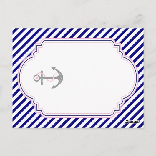 Naby blue, pink nautical wedding Tischnummer (Rückseite)