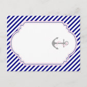 Naby blue, pink nautical wedding Tischnummer (Vorderseite)