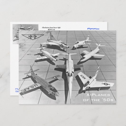 NACA X-Flugzeug der Postkarten der 1950er Jahre (Vorne/Hinten)