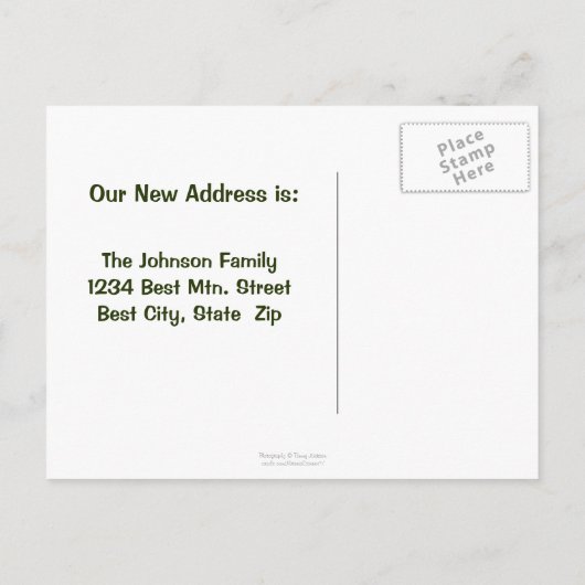 Nach Bergen verschoben - Farbadresse im Herbst änd Ankündigungspostkarte (Rückseite)