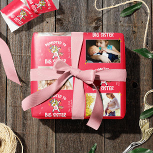 Nach Big Sister Unicorn 5 Foto + Text Rosa beförde Geschenkpapier