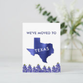 Nach Bluebonnet Staat Texas Map Neue Adresse übert Ankündigungspostkarte (Stehend Vorderseite)
