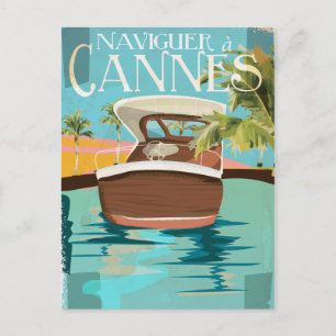 nach Cannes segeln Vintage-Reiseposter Postkarte