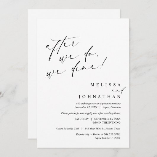 Nach dem Essen essen wir, Hochzeitsessen Einladung (Vorne/Hinten)