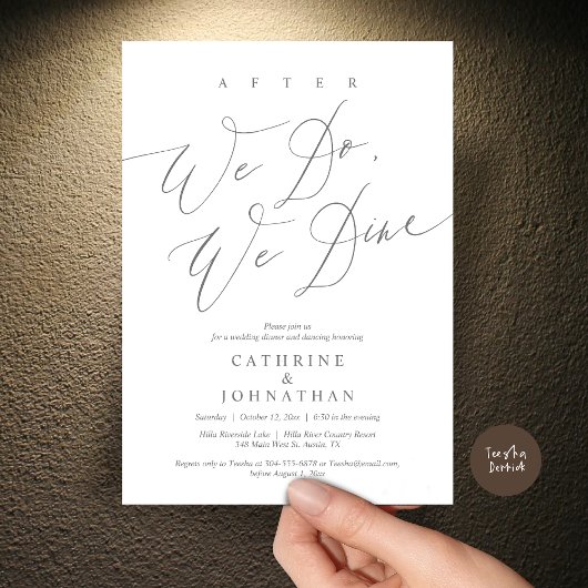 Nach dem Essen essen wir, Hochzeitsessen und Tanze Einladung