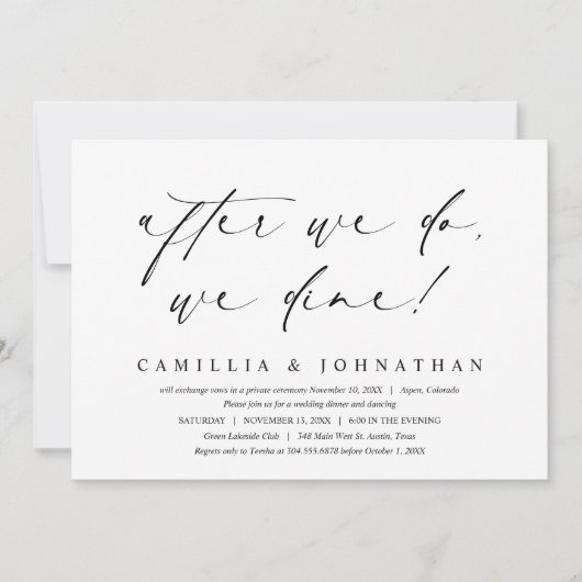 Nach dem Essen essen wir, Hochzeitsfeiern Einladung (Vorderseite)