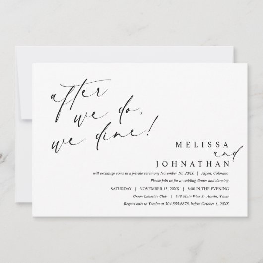 Nach dem Essen essen wir, Hochzeitsfeiern Einladung (Vorderseite)