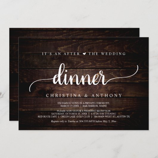 Nach dem Hochzeitsessen, rustikales Abendessen Einladung (Vorne/Hinten)