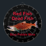 Nach dem Lachs - Stopp der Kieselmine Dartscheibe<br><div class="desc">Wenn der Lachs weg ist, was werden wir essen? Eine Darstellung eines Sockeye-Lachs in seiner Phase des roten Laichens und Text mit "Red Fish" "Dead Fish" "Stopp Pebble Mine". Ich werde einen beträchtlichen Teil der Erlöse aus dem Verkauf dieses Produkts an Organisationen spenden, die gegen die Kiefernbergbauindustrie kämpfen. Je mehr...</div>