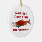 Nach dem Lachs - Stopp der Kieselmine Keramik Ornament (Rechts)
