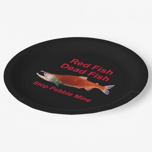 Nach dem Lachs - Stopp der Kieselmine Pappteller (Schrägansicht)