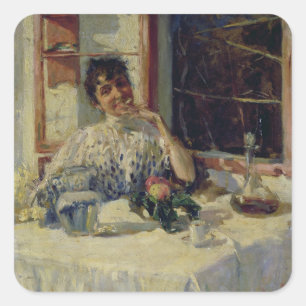 Nach dem Mittagessen beim Moncia, c.1900 Quadratischer Aufkleber