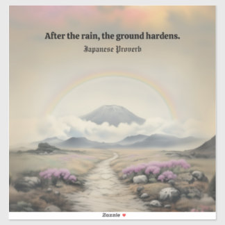Nach dem Regen (Japanische Wasserfarbenlandschaft Aufkleber