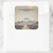 Nach dem Regen (Japanische Wasserfarbenlandschaft Quadratischer Aufkleber (Tasche)