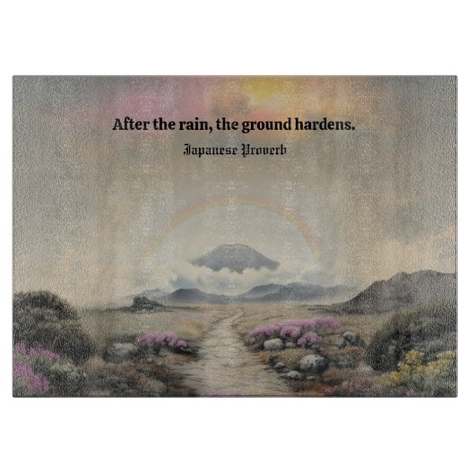 Nach dem Regen (Japanische Wasserfarbenlandschaft  Schneidebrett (Vorderseite)