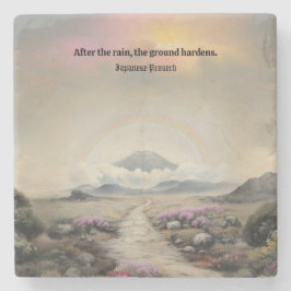 Nach dem Regen (Japanische Wasserfarbenlandschaft  Steinuntersetzer