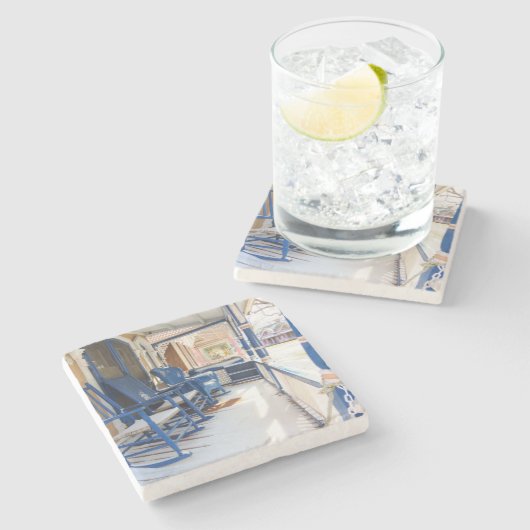 Nach dem Schneefall - Martha's Vineyard Steinuntersetzer (Seitenansicht)