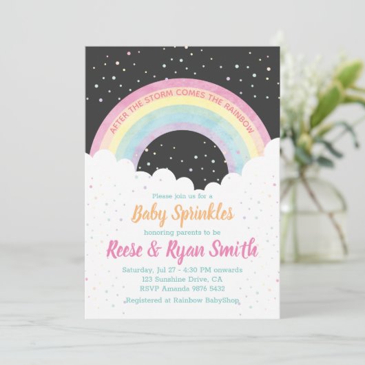 Nach dem Sturm kommt der Regenbogen| Sprinklen Einladung (Stehend Vorderseite)