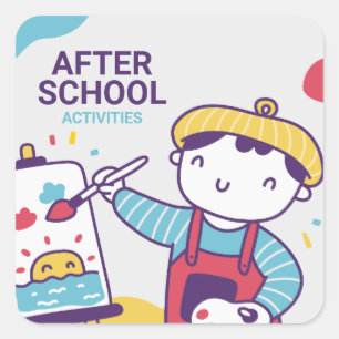 Nach den Schulaktivitäten Labels, zurück zur Schul Quadratischer Aufkleber