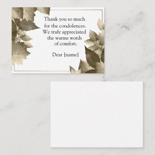 Nach der Beerdigung vielen Dank Mitteilungskarte (Vorne/Hinten)