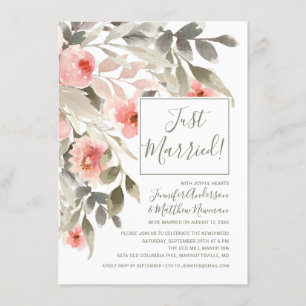 Nach der Hochzeit Aquarell Blush-Rosen-Empfang Einladung