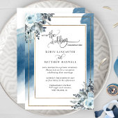 Nach der Hochzeit blauer Wasserfarbenflor Einladung