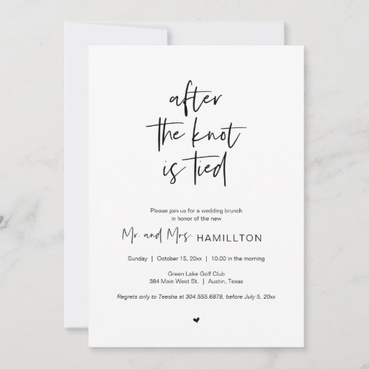Nach der Hochzeit Brunch, Nach dem Knoten ist gebu Einladung (Vorderseite)