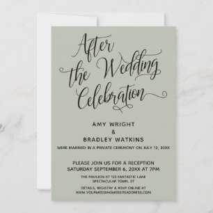 Nach der Hochzeit Elegantes Skript Salbei Einladung