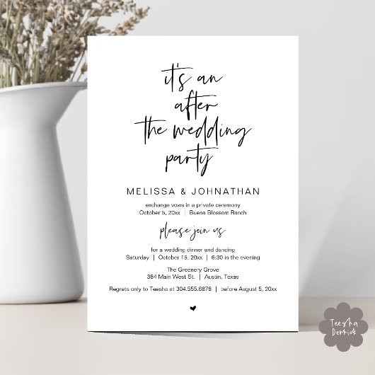 Nach der Hochzeit, Flitterwochen-Party Einladung