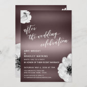 Nach der Hochzeit, Floral, Rose Gold Einladung (Vorne/Hinten)