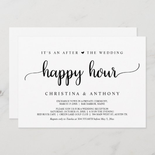Nach der Hochzeit glückliche Stunde, rustikale Ent Einladung (Vorne/Hinten)