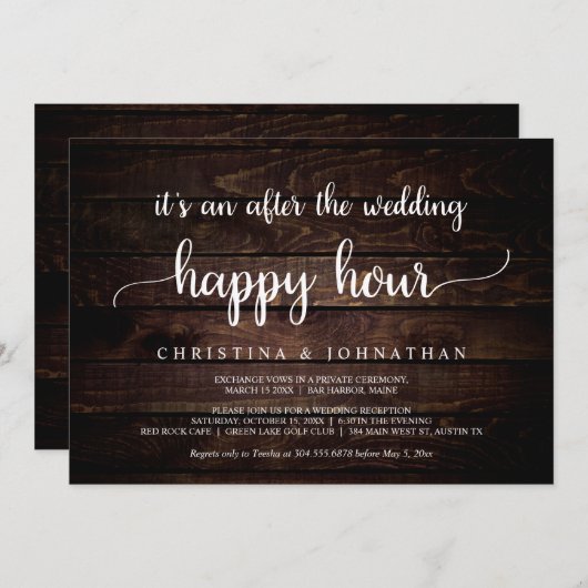 Nach der Hochzeit glückliche Stunde, rustikale Ent Einladung (Vorne/Hinten)