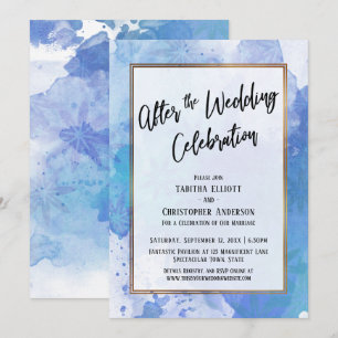Nach der Hochzeit Gold Blue Abstrakt Einladung