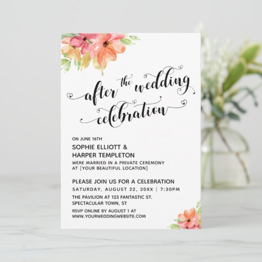 Nach der Hochzeit Hört sich Blumenschrift Einladung (Stehend Vorderseite)