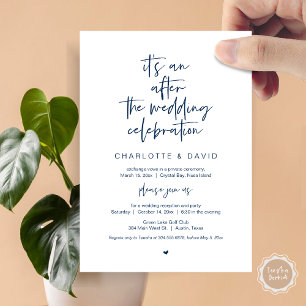 Nach der Hochzeit, Navy Blue, Elopement-Party Einladung