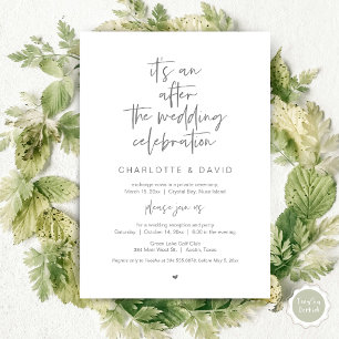 Nach der Hochzeit, Navy Blue, Elopement Party Einladung