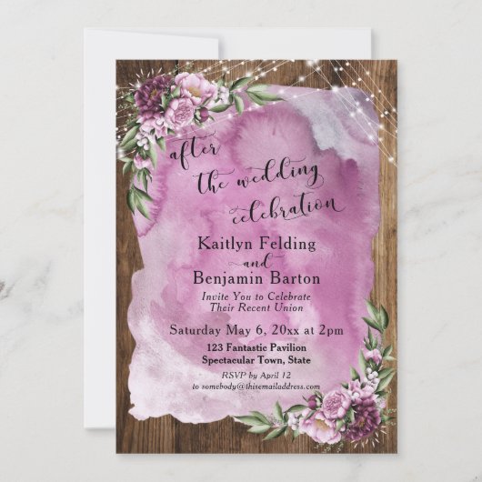 Nach der Hochzeit Rustikale Wasserfarbe Einladung (Vorderseite)
