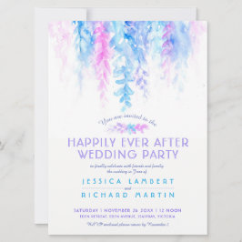 Nach der Hochzeitsfeier blau rosa Weinstöcke Einladung